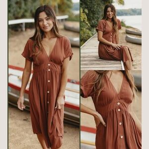 Normal Brand Crepe deep v dress, NWT